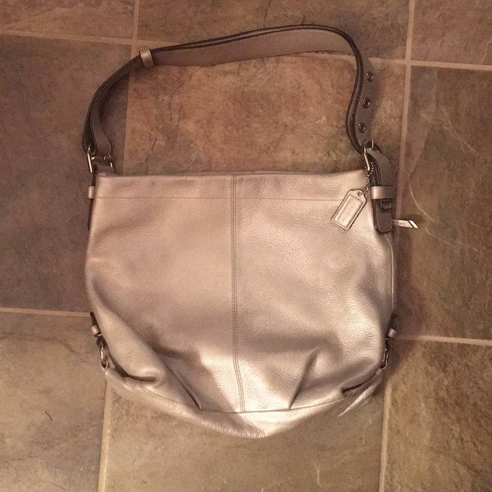 Coach convertible hobo crossbody duffle, silver